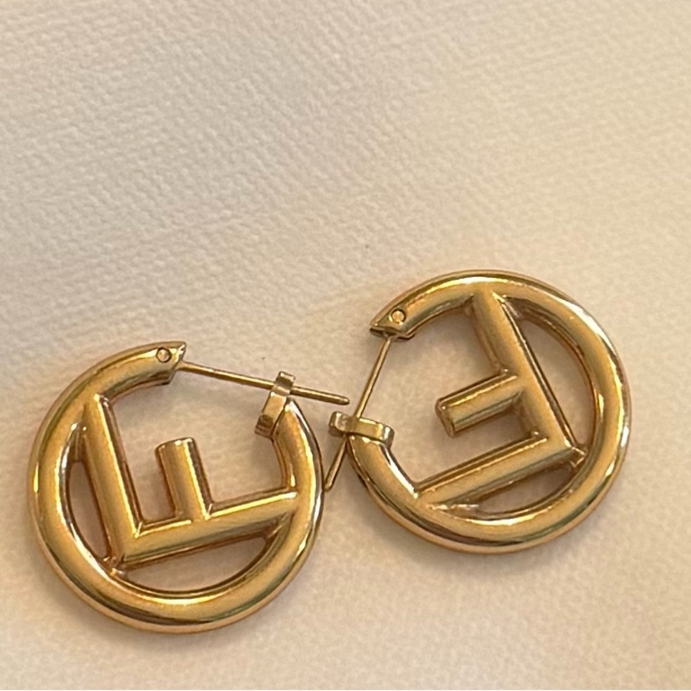 Fendi Gold-tone FF Hoop Earrings - Picture 4 of 6
